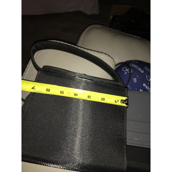 Square Satin Black Formal Purse Top Closure Hand or Shoulder Bag - Picture 2 of 7